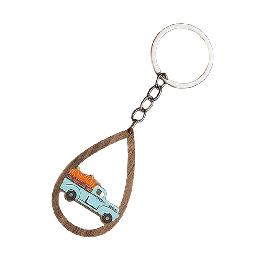 Wholesale Halloween Ghost Bat Pumpkin Candy Water Drop Wooden Keychain